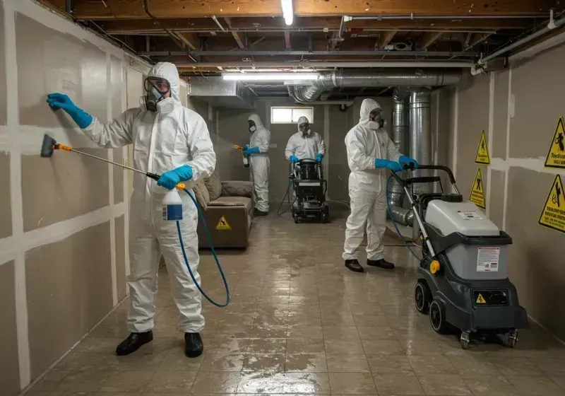 Basement Moisture Removal and Structural Drying process in Bliss Corner, MA